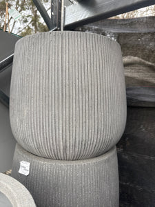 Grey Vertical Stripe Sack Pot Medium 40cmx36cm