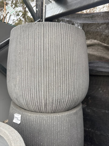 Grey Vertical Stripe Sack Pot Medium 40cmx36cm