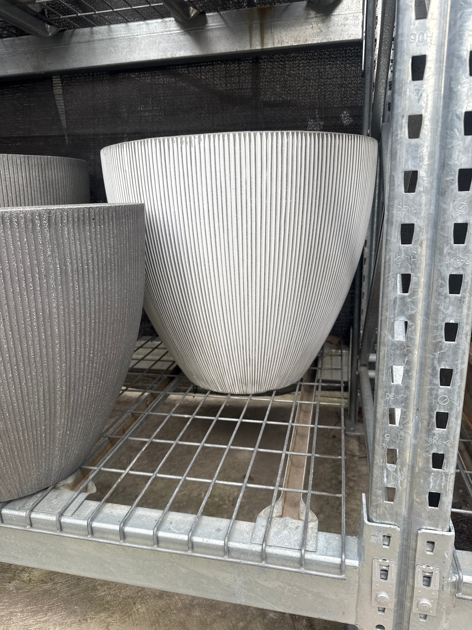 White Vertical Stripe Egg Pot XLarge 60x53cm
