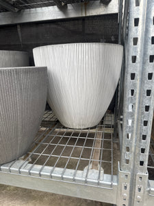White Vertical Stripe Egg Pot XLarge 60x53cm