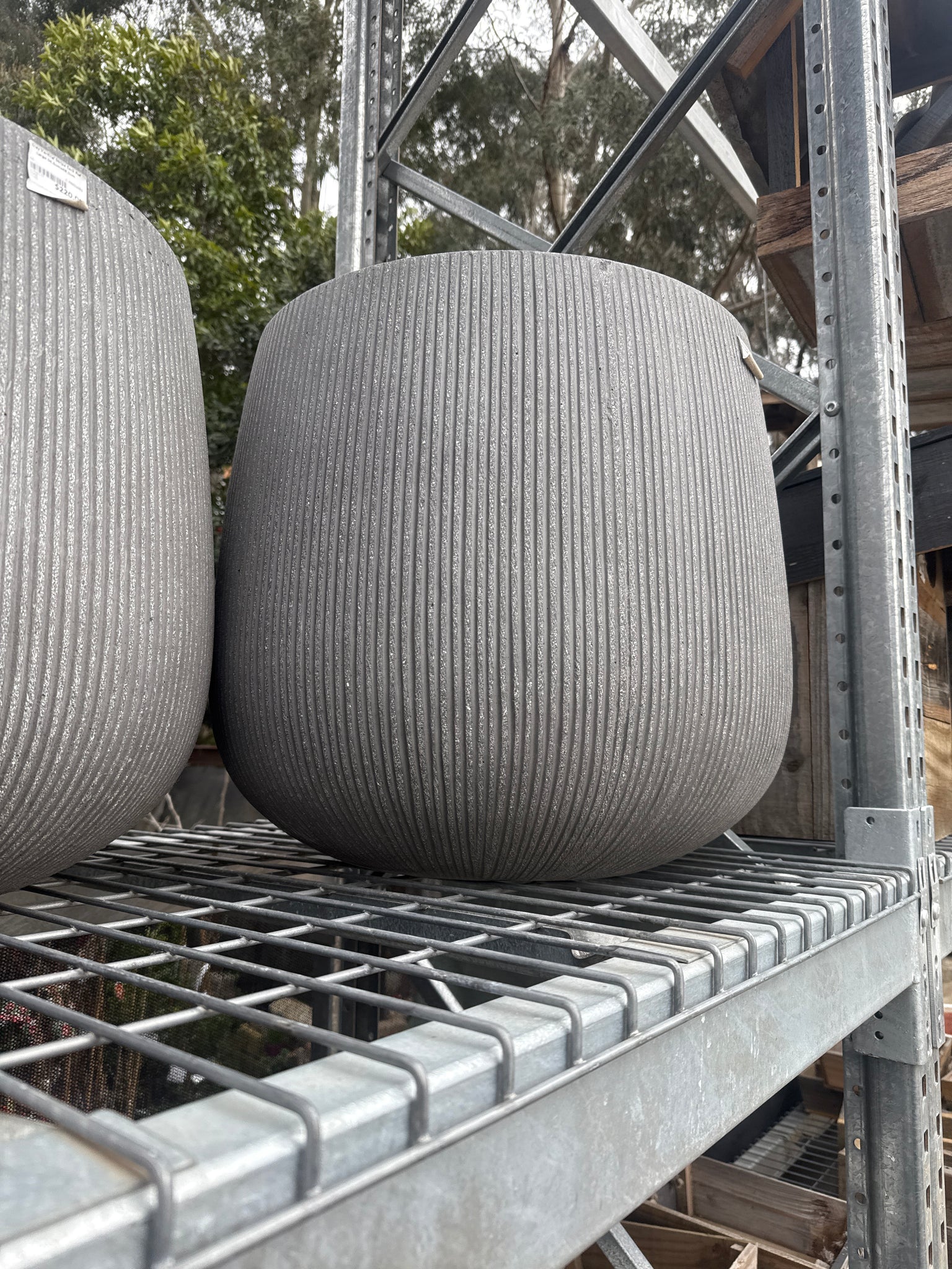 Grey Vertical Stripe Sack Pot Large 54.5cmx48.5cm