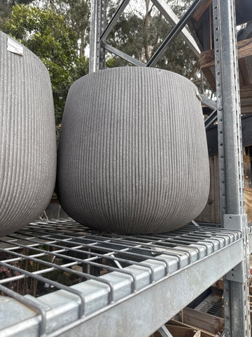 Grey Vertical Stripe Sack Pot Large 54.5cmx48.5cm