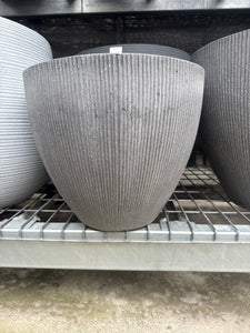 Grey Vertical Stripe Egg Pot Medium 41.5cmx34.5cm