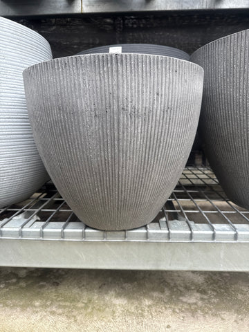 Grey Vertical Stripe Egg Pot Medium 41.5cmx34.5cm