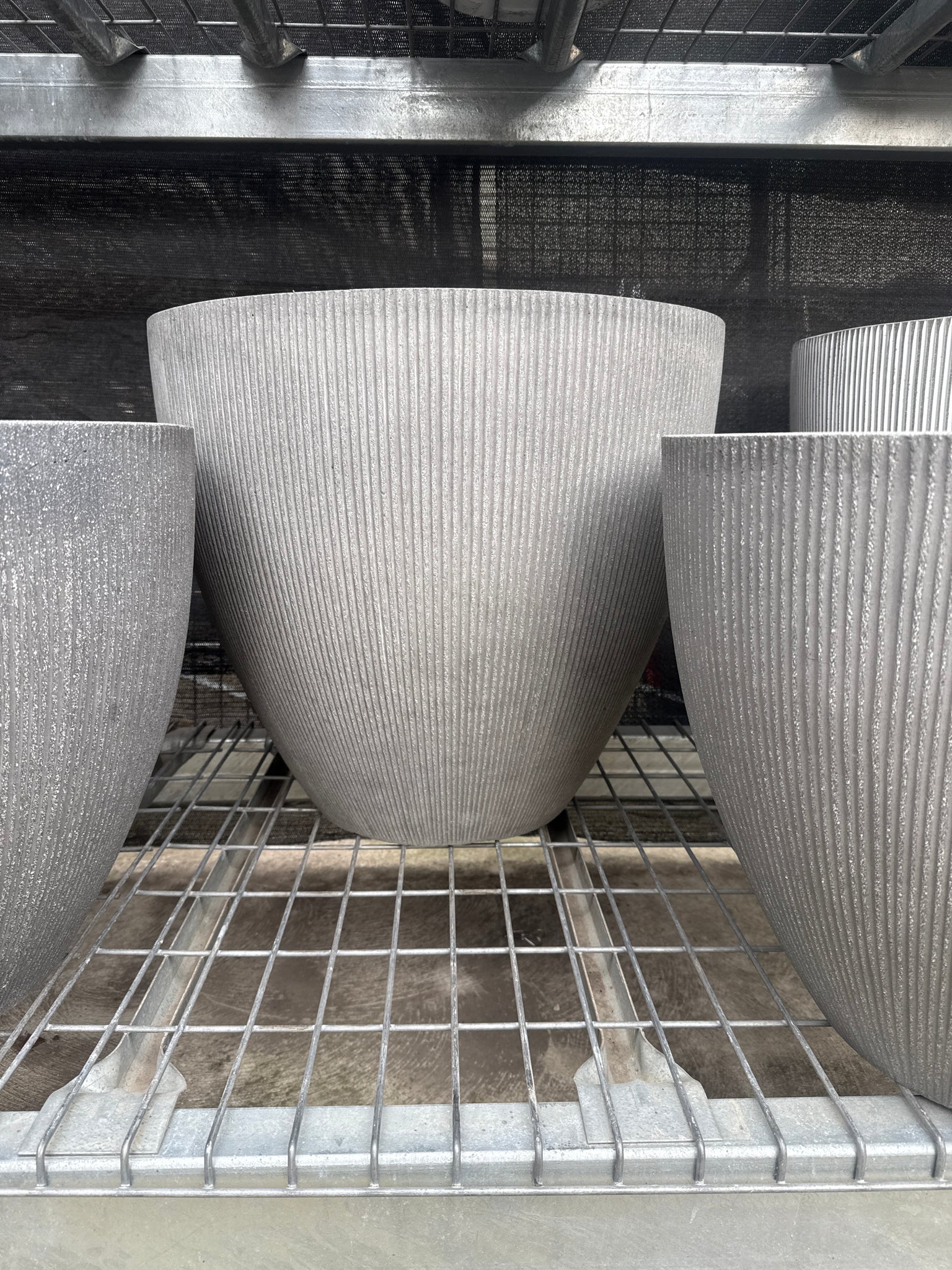 Grey Vertical Stripe Egg Pot XLarge 60x53cm