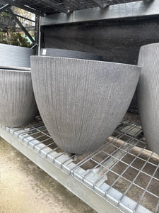 Grey Vertical Stripe Egg Pot Large 51cmx43cm