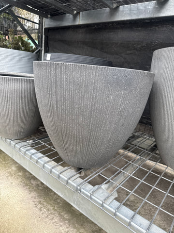 Grey Vertical Stripe Egg Pot Large 51cmx43cm
