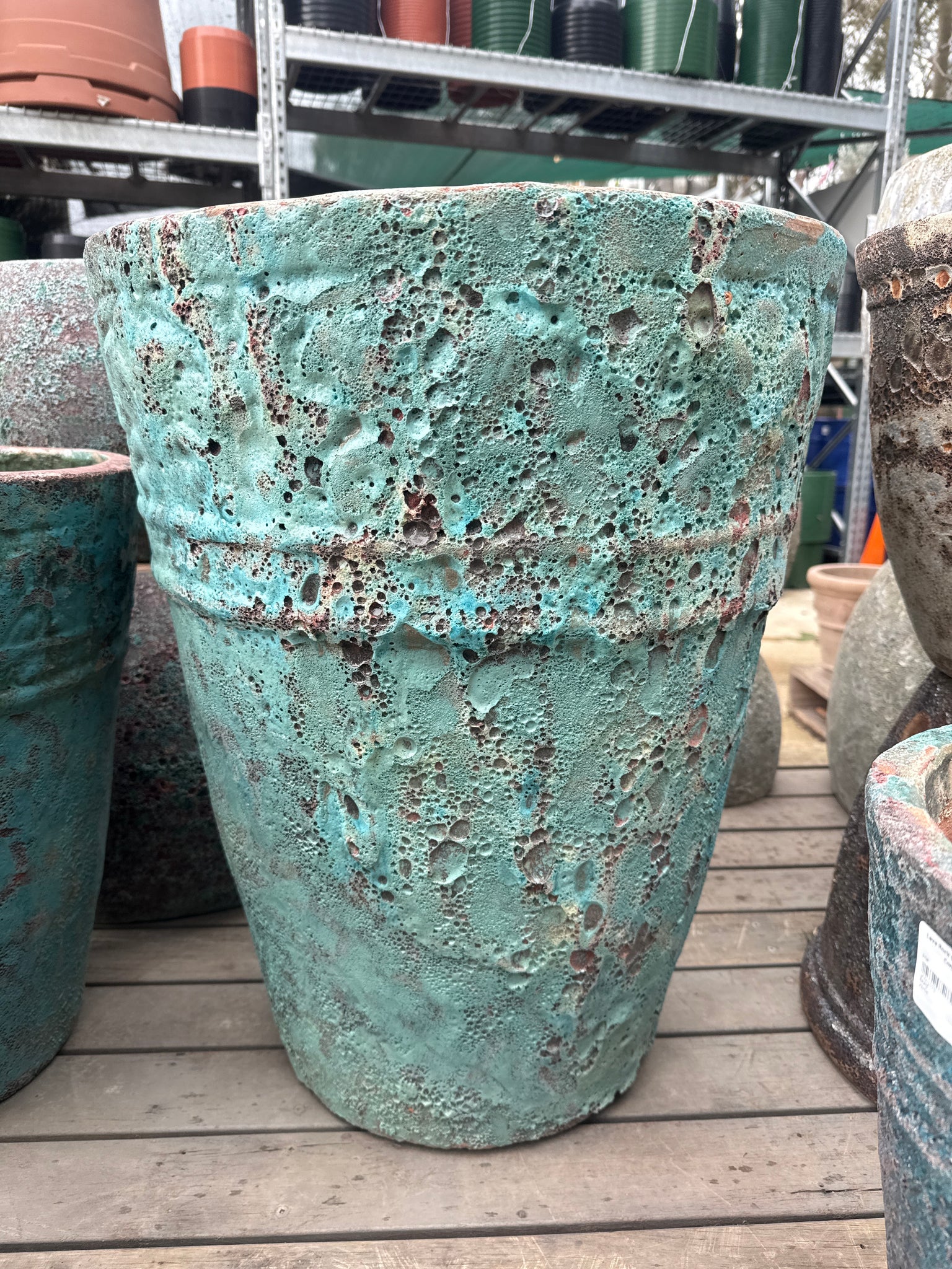 Lava Rock Green Motif Tall Cone Large
