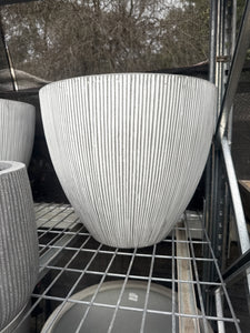White Vertical Stripe Egg Pot Large 51x43cm