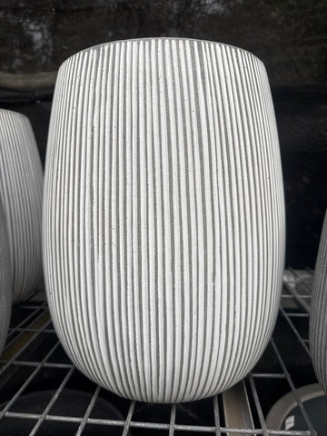 White Vertical Stripe Tall Sack Pot Small 33x40cm