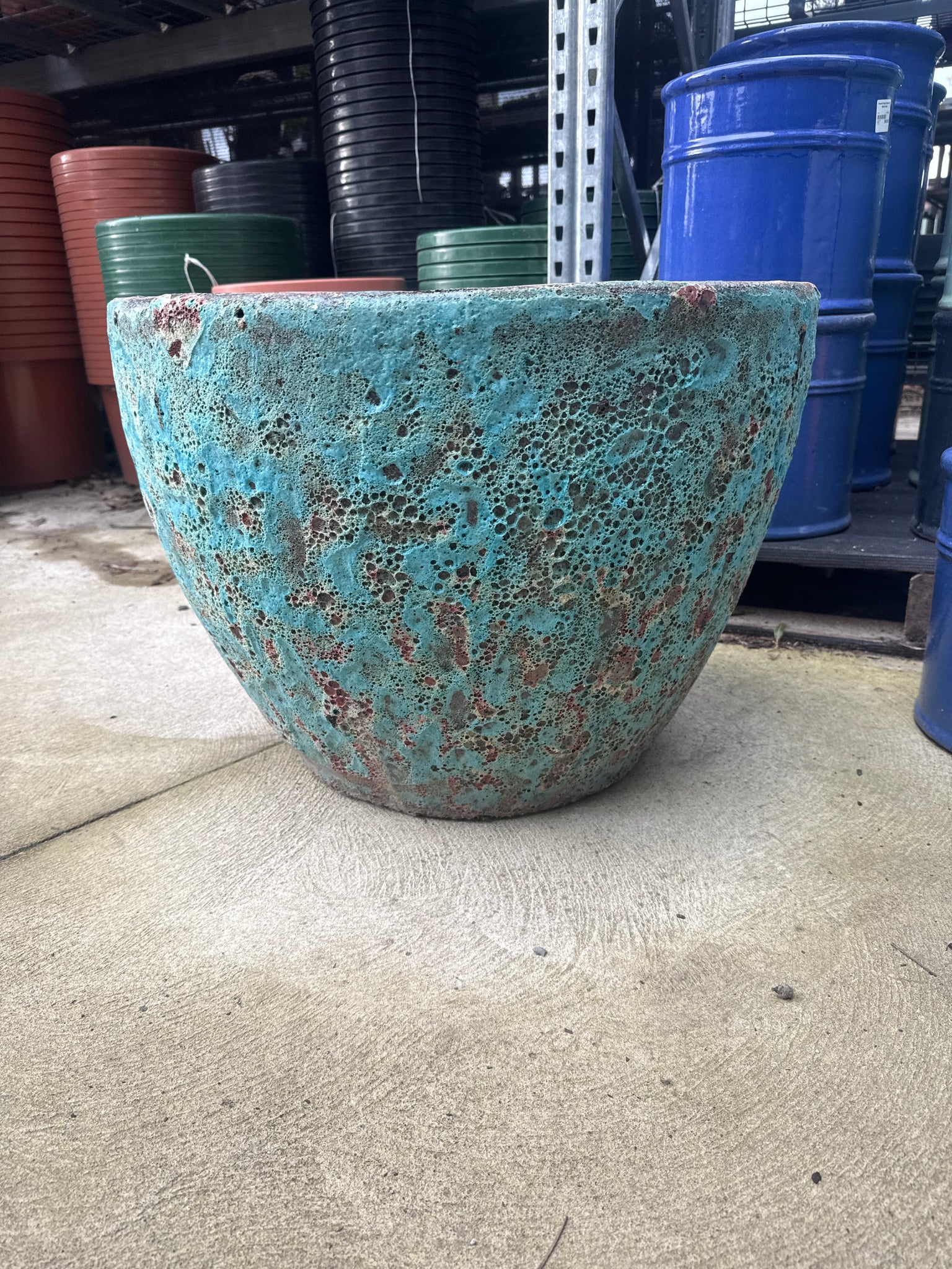 XL Green Lava Rock Egg Pot Medium