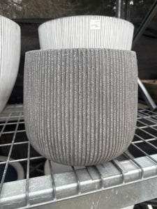 Grey Vertical Stripe Sack Pot Small 28.5cmx26cm