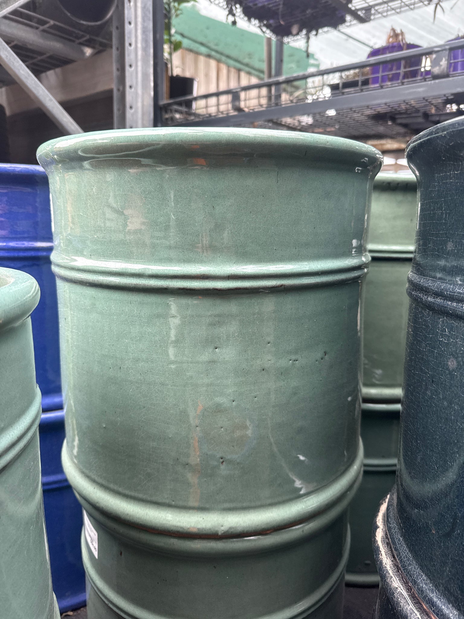 Chiswick Glazed Cylinder Pot Large Green