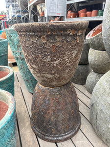 Lava Rock Rimmed Egg Pot Brown Small 37 x 32cm
