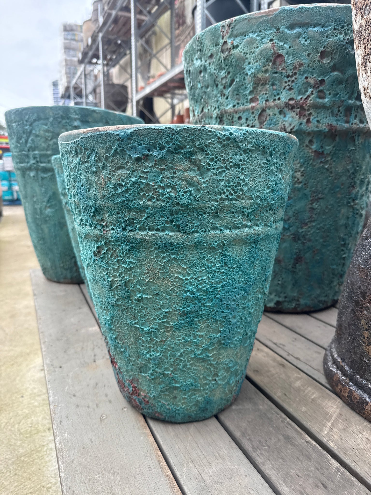 Lava Rock Green Motif Tall Cone Small