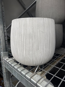 White Vertical Stripe Sack Pot Medium 40cmx36cm