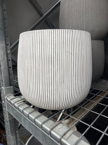 White Vertical Stripe Sack Pot Medium 40cmx36cm