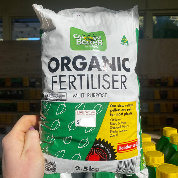 Grow Better Organic Fertiliser AO CERT 2.5 kg